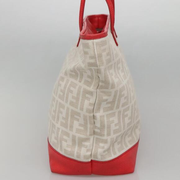 FENDI Zucca Canvas Tote Bag Pvc White Gold - Picture 5 of 12